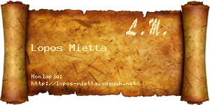 Lopos Mietta névjegykártya